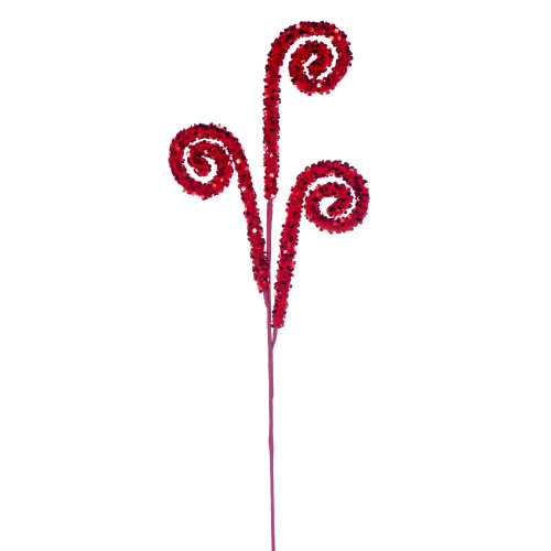 Vickerman RPQ251903 - 29 in. Red Sequin Swirl Artificial Spray - 3 Pack 