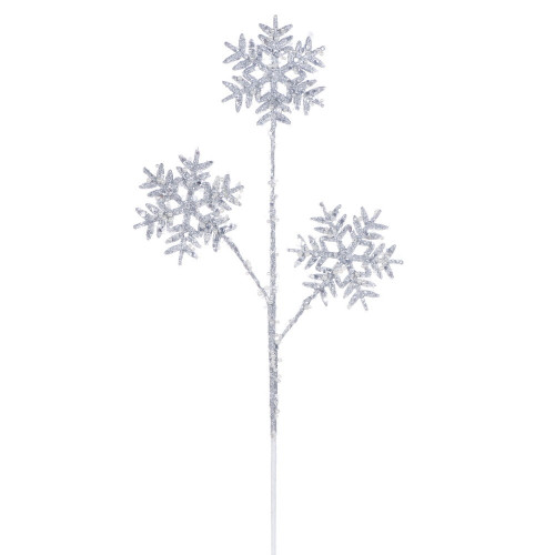 Vickerman RPQ254707 - 23 in. Silver Sequin Snowflake Artificial Spray - 2 Pack