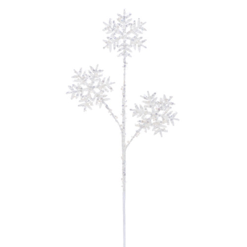Vickerman RPQ254711 - 23 in. White Sequin Snowflake Artificial Spray - 2 Pack