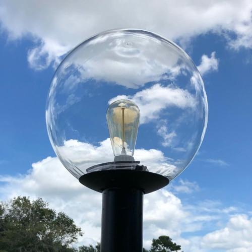 14" Clear Globe Black Post Top Light Fixture - Outdoor 