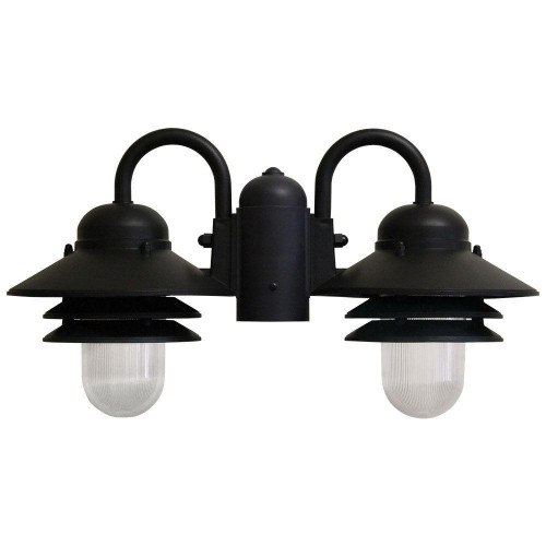 Incon Lighting 2-Light 28W LED Lamp Post Lantern Black Polycarbonate Nautical Light 4000K 