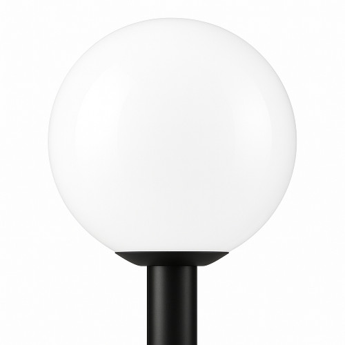 12" White Globe Black Base Lamp Post Light Fixture 