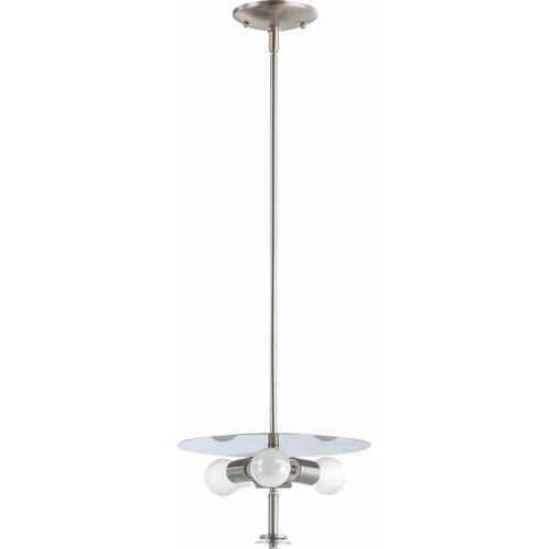 Volume Lighting V2433-33 - Brushed Nickel Downrod Pendant - Clear Glass Disc
