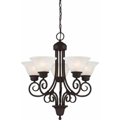 Volume Lighting V2535-79 - 5-Light Antique Bronze Chandelier - Alabaster Glass Shades