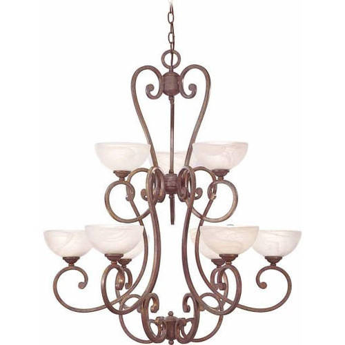 Volume Lighting V7179-22 Prairie Rock Chandelier with Alabaster Glass