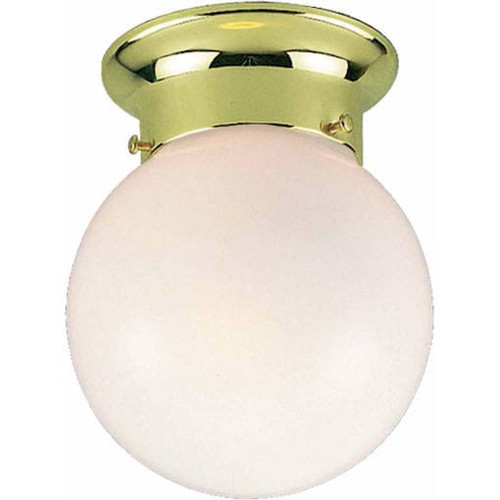 Volume Lighting V7309-2 - Polished Brass Globe Flush Mount - White Glass Globe