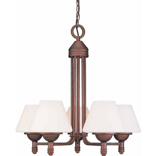 Volume Lighting V7355-31 - 5-Light Italian Dusk Chandelier - White Glass Shades