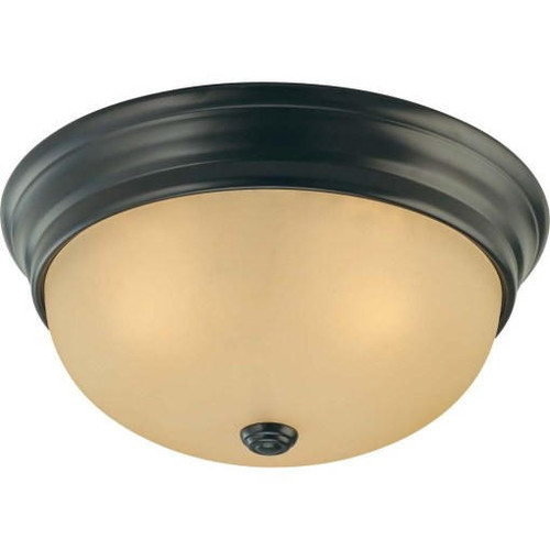 Volume Lighting V7584-79 - Antique Bronze Flush Mount - Amber Glass Dome