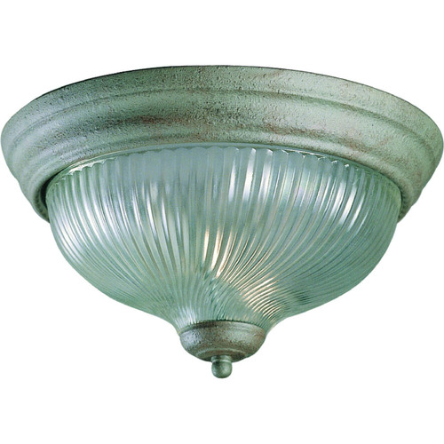 Volume Lighting V7710-85 - Platinum Rust Flush Mount - Clear Ribbed Glass Dome