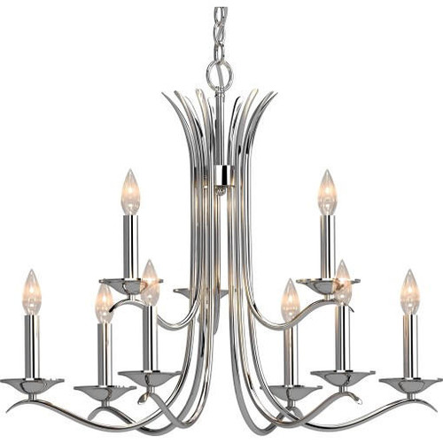 Volume Lighting V3009-93 - Polished Nickel 2-Tier Candle Chandelier