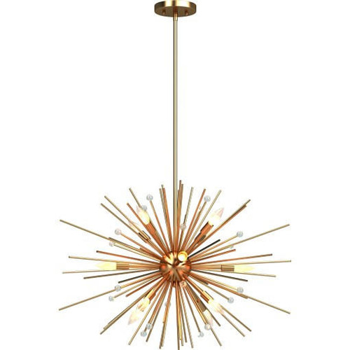 Volume Lighting V3382-90 Indoor Antique Gold Downrod Chandelier
