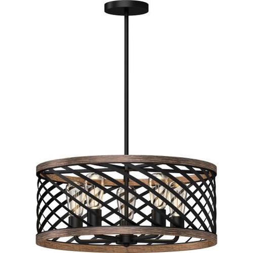 Volume Lighting V4545-84 Indoor Black Walnut Downrod Pendant Chandelier
