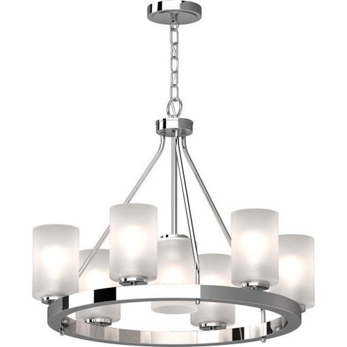 Volume Lighting V4756-3 - Chrome Ring Chandelier - Frosted Glass
