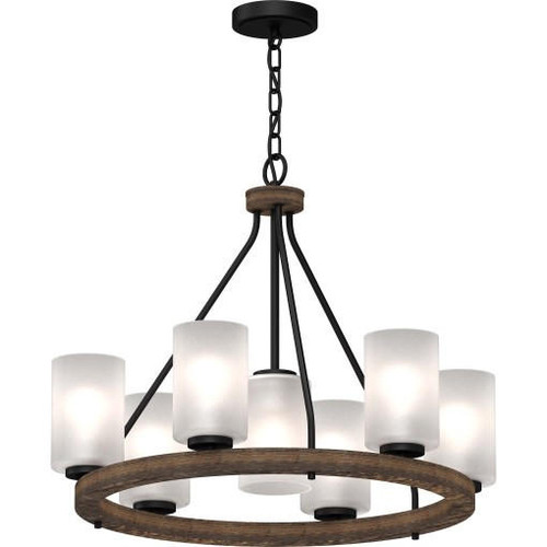 Volume Lighting V4756-84 Indoor Walnut & Black Hanging Chandelier