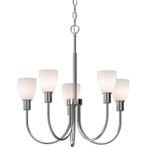 Volume Lighting V5715-93 - 5-Light Polished Nickel Chandelier - White Glass