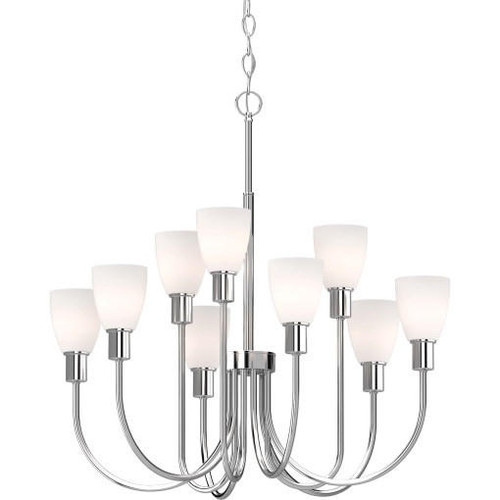 Volume Lighting V5719-93 - Polished Nickel 2-Tier Chandelier - White Glass