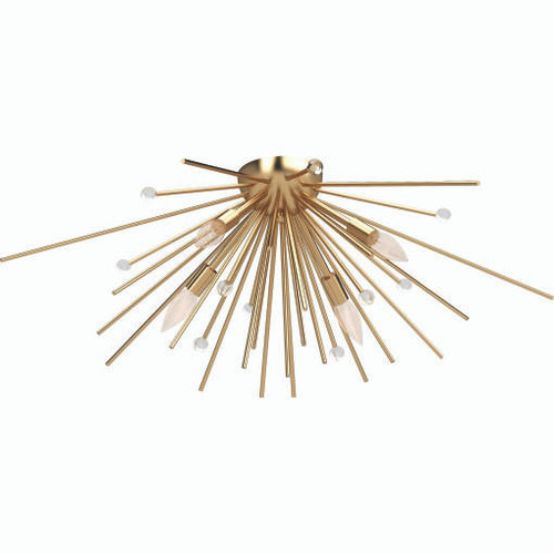 Volume Lighting V7807-90 - Antique Gold Starburst Flush Mount