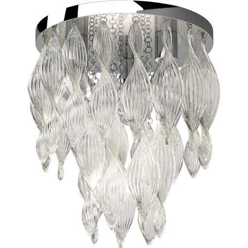 Volume Lighting V1373-3 - Chrome Flush Mount - Clear Twisted Glass Drops