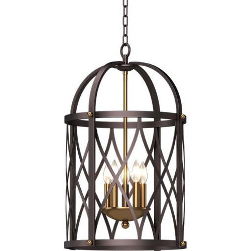 Volume Lighting V5205-45 Indoor Brushed Black Caged Hanging Chandelier