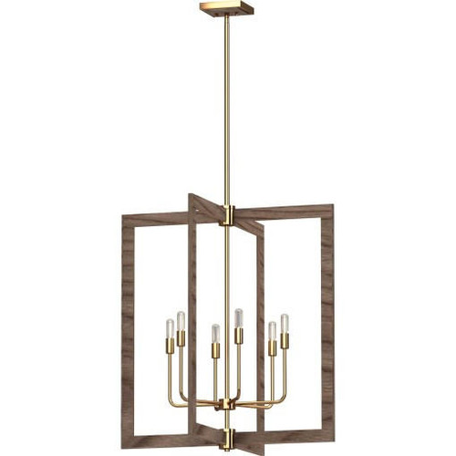Volume Lighting V5356-74 Indoor Pecan & Antique Gold Chandelier