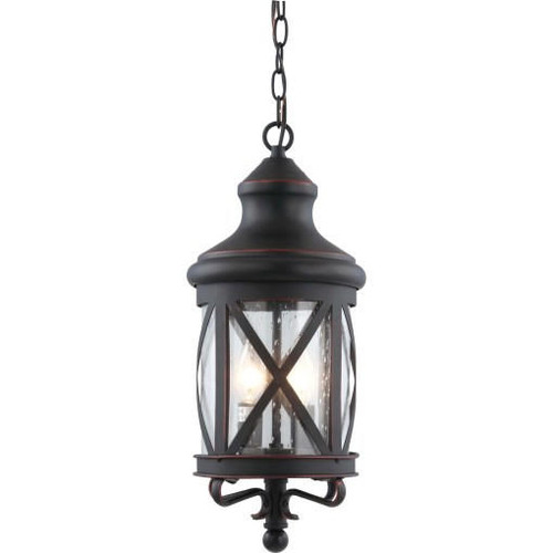 Volume Lighting V8681-46 - Black Copper Outdoor Lantern Pendant - Clear Seeded Glass