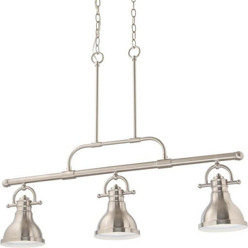 Volume Lighting V1176-33 - 3-Light Brushed Nickel Linear Island Pendant - Metal Shades