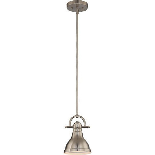 Volume Lighting V1255-33 - Brushed Nickel Mini Pendant - Metal Shade - Downrod