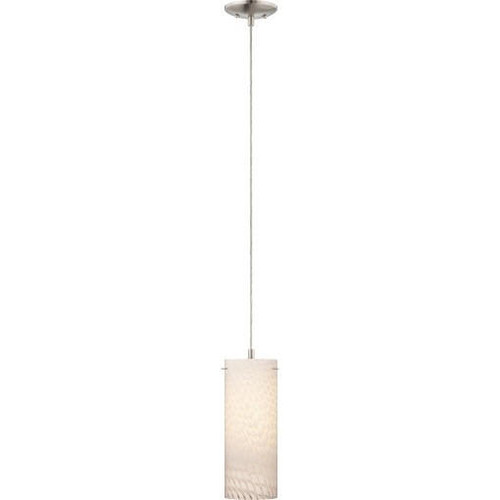 Volume V2454-33 - Brushed Nickel Mini Hanging Pendant Light - White Frit Cased Glass