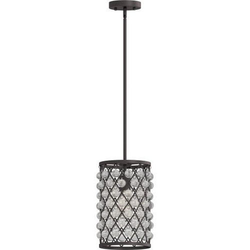 Volume Lighting V3211-79 - Antique Bronze Crystal Drum Mini Pendant - Downrod