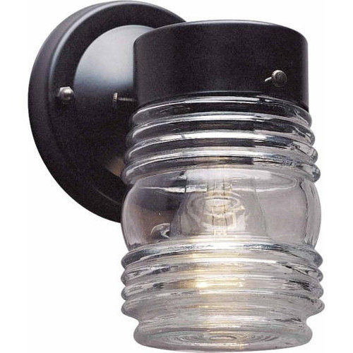 Volume Lighting V1522-5 Black Outdoor Clear Glass Jar Wall Sconce