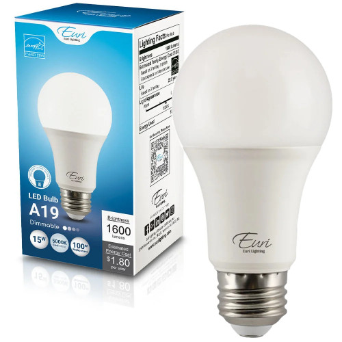 Euri Lighting EA19-15W2050e – A19 LED Bulb – 5000K 