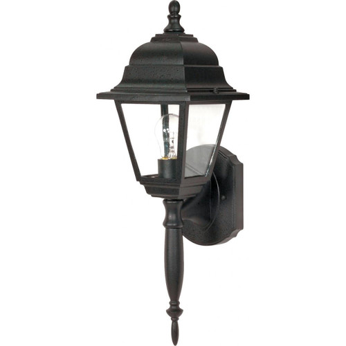 Satco 60-542 - Textured Black Outdoor Wall Lantern with Clear Glass