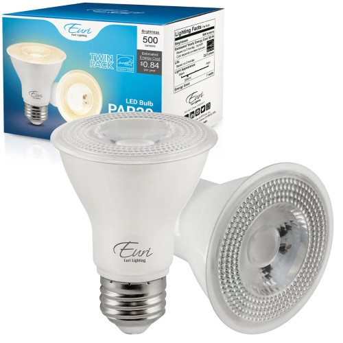 Euri Lighting EP20-7W6000e-2 – PAR20 LED Lamp – 3000K - 2 Pack 