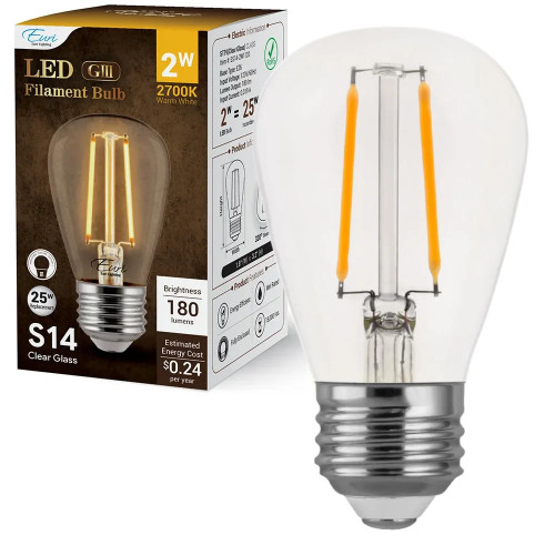 Euri ES14-2W1120 – S14 LED Vintage Filament Bulb – 2700K - 2 Watt 