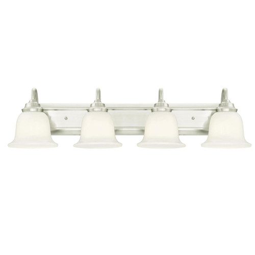 Westinghouse 6301900 - 4-Light Brushed Nickel Vanity Light - White Opal Glass - 32-5/8 in Wide