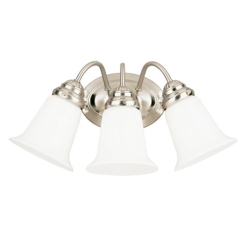 Westinghouse 6649700 - 3-Light Brushed Nickel Vanity Light - 17-1/4 in Wide - White Opal Glass