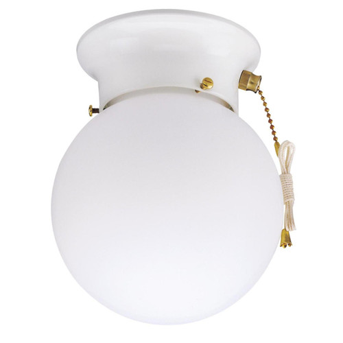 Westinghouse 6668000 - 1-Light White Globe Flush Mount with Pull Chain - 6 in Diameter