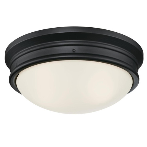 Westinghouse 6578100 - 2-Light Matte Black Outdoor Flush Mount - Meadowbrook - 13 in Diameter