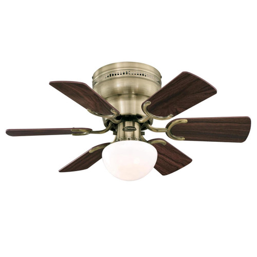 Westinghouse 7231700 - 30 in Antique Brass 6-Blade Ceiling Fan with LED Light - Petite