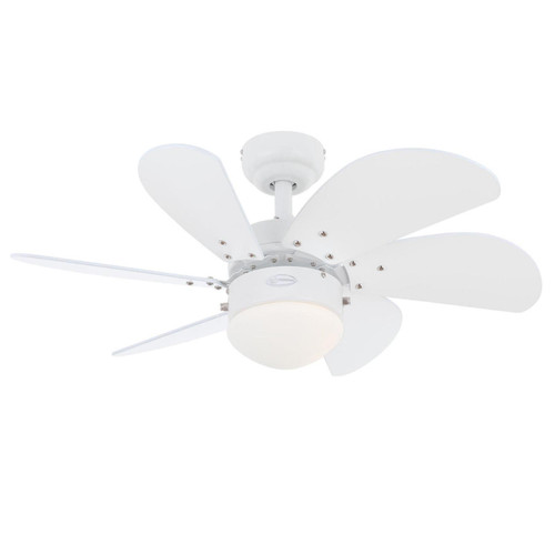 Westinghouse 7234400 - 30 in White 6-Blade Ceiling Fan with LED Light - Turbo Swirl