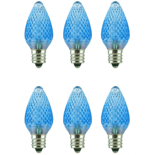 Sunlite 80700-SU Blue C7 LED Holiday Bulbs 6 Pack E12 Base 