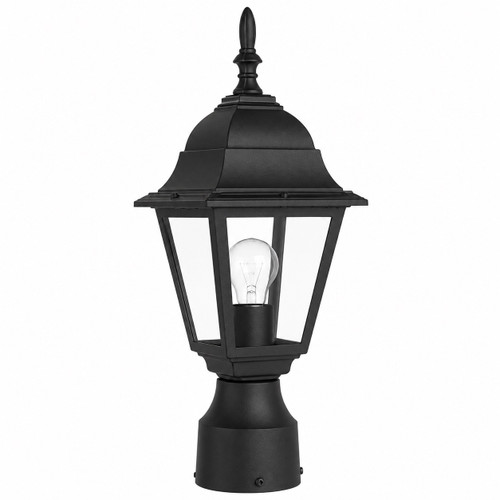 Sunlite 41322-SU - Black Post Mount Light Fixture - E26 Base - Clear Glass