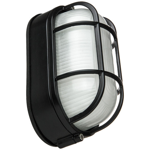 Sunlite 47020-SU - Black Oval Outdoor Bulkhead Light with Cage