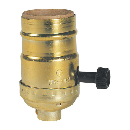 Westinghouse 7041300 - 2-1/2 in Brass-Plated On/Off Turn-Knob Lamp Socket - Medium Base