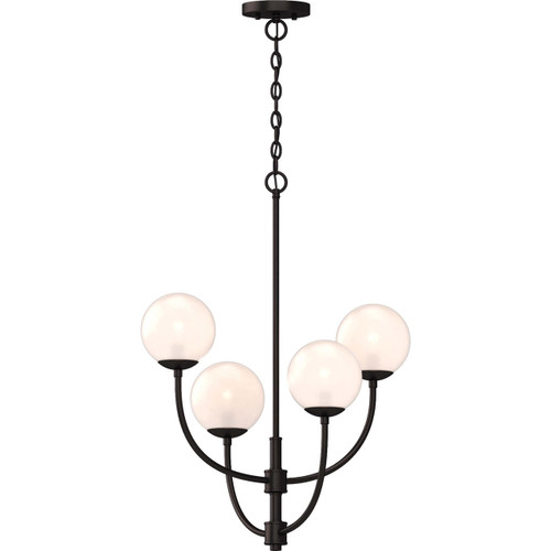 Volume Lighting V2054-65 - Foundry Bronze Chandelier - White Glass Globes