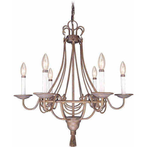 Volume Lighting V2116-22 Prairie Rock Tasseled Rope Hanging Chandelier