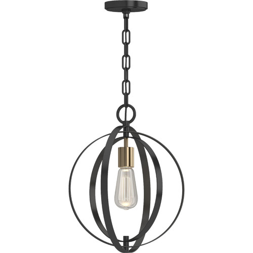 Volume Lighting V3891-95 Indoor Black Antique Gold Globe Chandelier