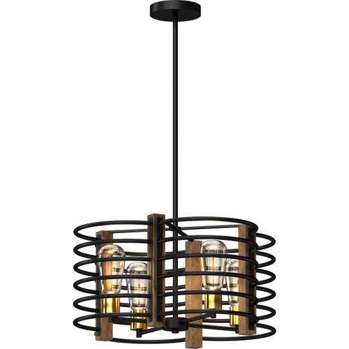 Volume Lighting V6114-10 - Bronze Walnut Drum Cage Pendant Chandelier