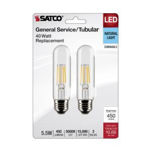  Satco S21863 5.5T10/LED/CL/950/120V/E26/2CD 