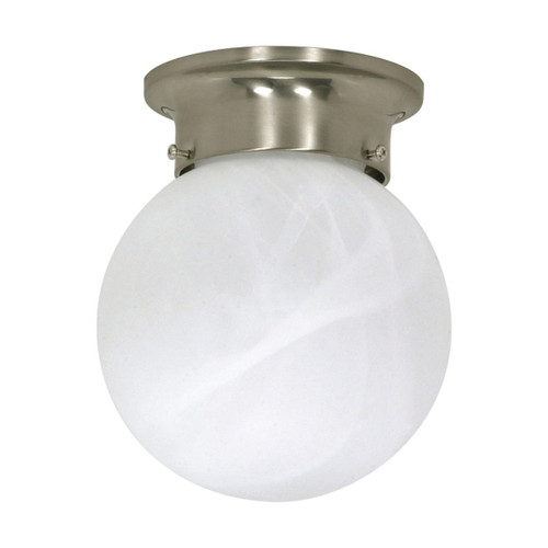  Satco 60-257 Alabaster Glass Globe Brush Nickel Ceiling Light 